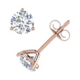 thumbnail image 2 of 1 Carat Diamond 3-Prong Set Stud Earrings in 14K Rose Gold, 2 of 6