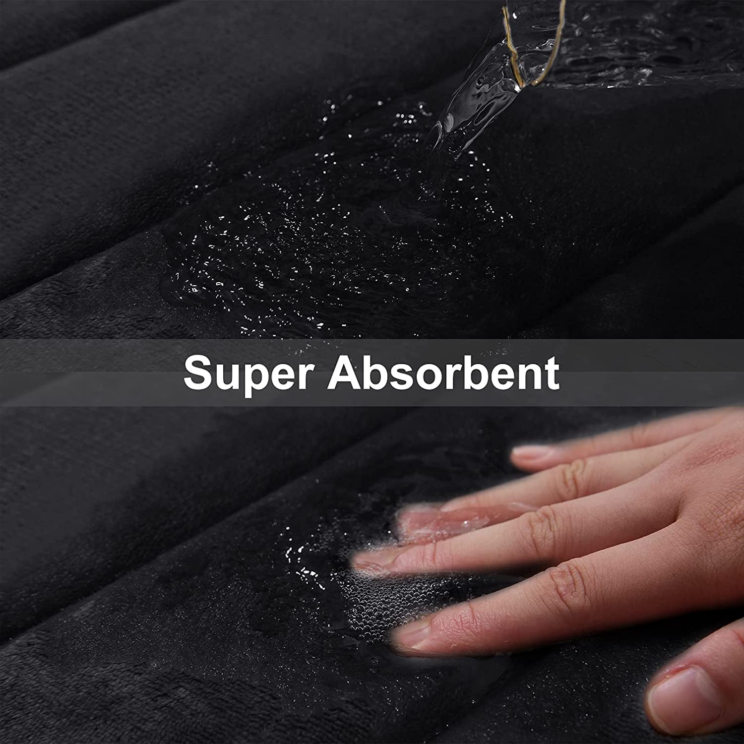 Smiry Memory Foam Bathroom rugs Toilet mats, U-Shaped Contour Carpet, 20" x 24", Black