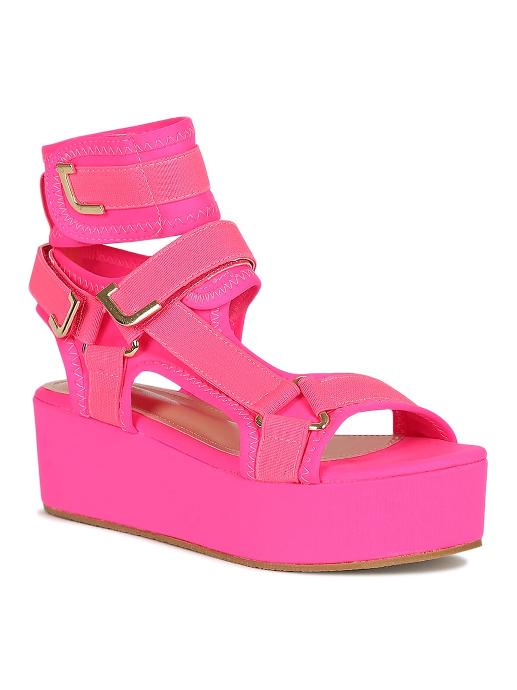open toe strappy ankle strap harness flatform wedge sandal