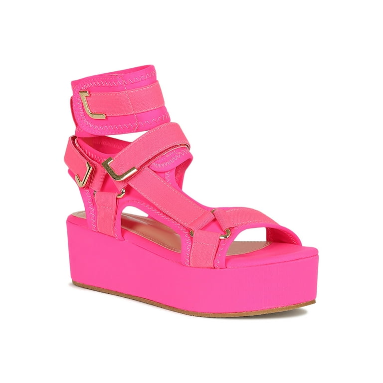 Open toe strappy ankle strap harness flatform wedge sandal sale