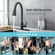 Kitchen Sink Faucets with Pull Down Sprayer, High Arc Single Handle with Water Lines