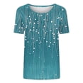 thumbnail image 4 of Blouses for Women Dressy Casual Crew Neck Short Sleeve Work Shirts Loose Fit Summer Tops, 4 of 5
