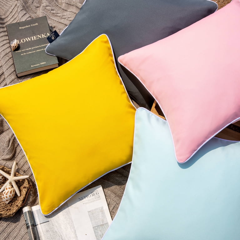 Phantoscope Outdoor Waterproof Throw Pillow, 18" x 18", Yellow, Set of 2 photo 3