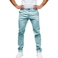 thumbnail image 4 of Mens Chinos Slim Fit Stretch Lightweight Quick Dry Flat Front Skinny Golf Dress Pants with Button and Zipper Big and Tall Size S-3XL Light Blue, 4 of 5