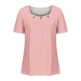 thumbnail image 4 of Women Blouses Sevevn Fashion Women's Casual Solid Color Short-Sleeved Button Blouse Shirts, 4 of 5