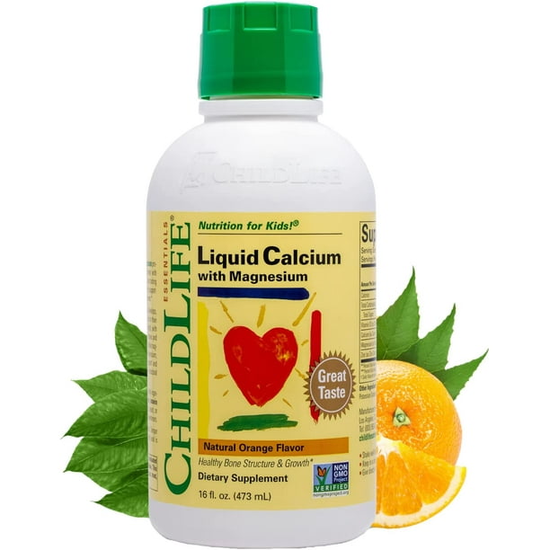 ChildLife Essentials Liquid Calcium + Magnesium Supplement, Orange, 16