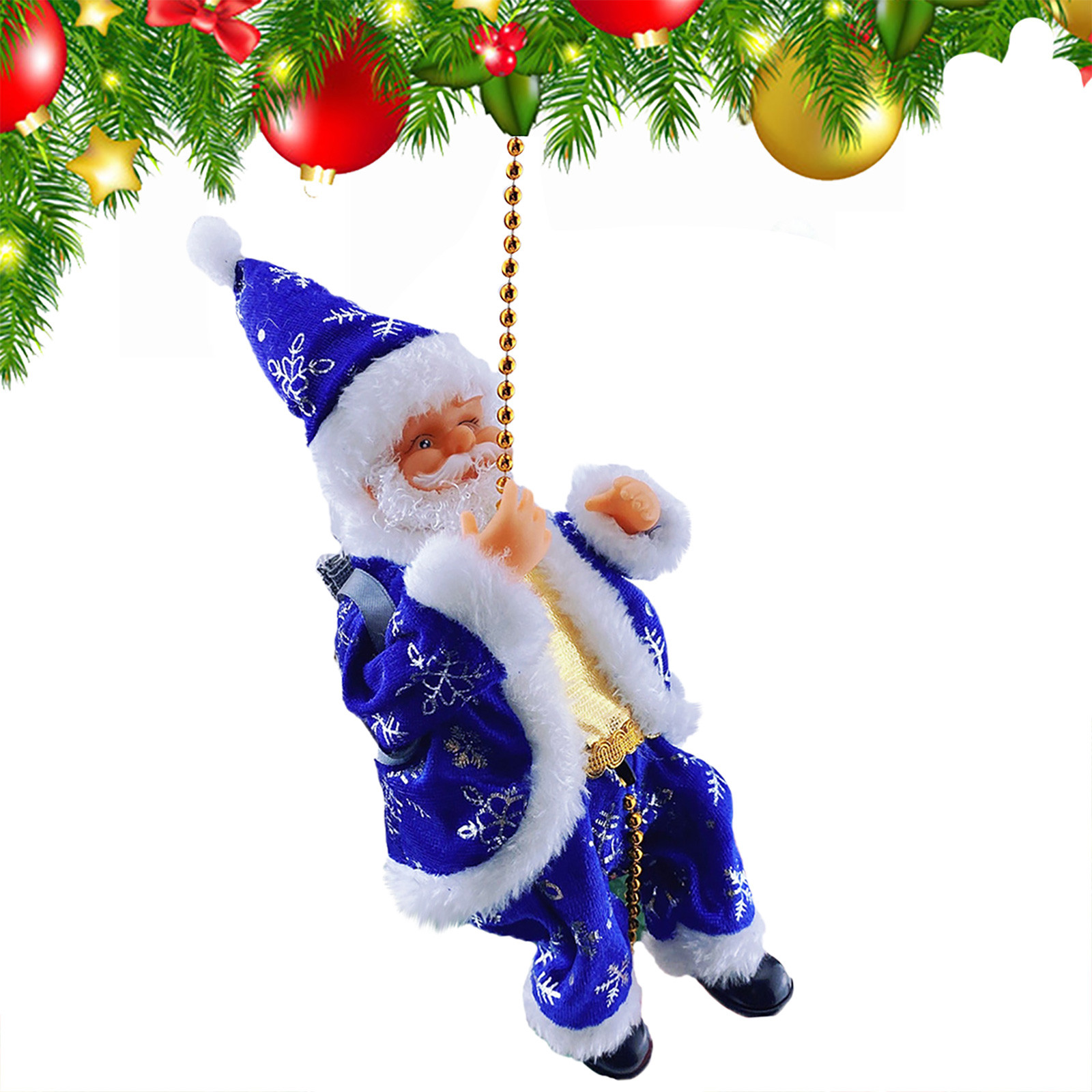 Père Noël Grimpant Musical Avec Corde – Décoration Animée Pour Noël