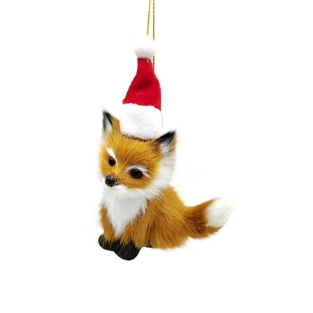 

hoksml Christmas Clearance Deals Room Decor Christmas Plush Imitation Animal Small Foxes Pendant Handicrafts Creative Small Animal Foxes Decorations Holiday Gifts