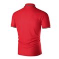 thumbnail image 3 of Men Short-Sleeved Turn-Down Collar Patchwork Buttons Blouse Polo-Shirt Tops, 3 of 7