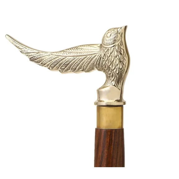 Antique Vintage Bird Head Handle stick Collectible wood walking stick cane Victorian Sputnik Wooden Walking Stick Canes