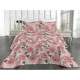 thumbnail image 2 of Ambesonne Roses Quilted Bedspread Set 3 Pcs, English Garden Floral Artwork, Queen, Grey and Pastel Pink, 2 of 4