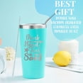 thumbnail image 2 of Beach Gifts for Women or Men, 20oz Vacuum Insulated Stainless Steel Travel Tumbler with Lid, Beach Themed Gifts, Gifts for Beach Lovers, Blue (Drink in My Hand, Toes in The Sand), 2 of 6