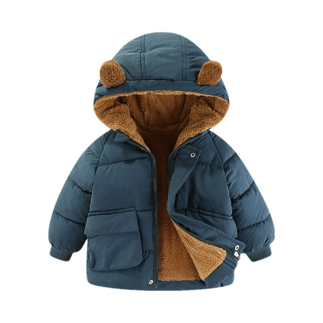 Boys And Girls Fall And Winter Plus Thick Baby Solid Color Coat Small And Medium-sized Hooded Warm Coat Ropa para niños