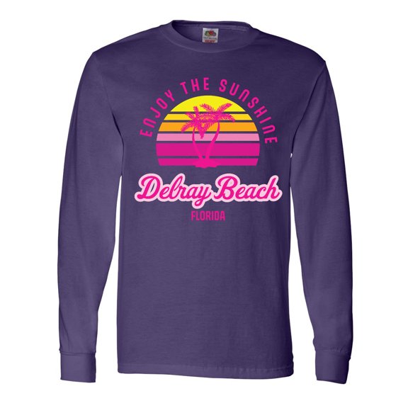 Inktastic Summer Enjoy the Sunshine Delray Beach Florida in Pink Long Sleeve T-Shirt