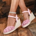 thumbnail image 6 of YLYL Women's Espadrilles Sandals Ankle Strap Buckle Closed Toe Platform Wedge Heel Summer Sandals, 6 of 9