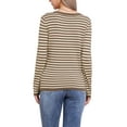 thumbnail image 3 of INSPIRE CHIC Long Sleeve Tops for Women's Stripe V Neck Casual Basic Knitted Shirts XS Brown, 3 of 6