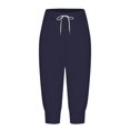 thumbnail image 3 of Women Casual Solid Color High Waist Capris - Polyester, Drawstring Design, Comfortable Fit, S-XXL, Suitable for All Occasions, 3 of 5
