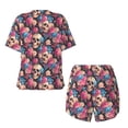 thumbnail image 5 of Lsque Skull Blue Flower Women's Short-Sleeved Pajama Set - 2 Piece Soft and Lightweight Sleepwear Set-4X-Large, 5 of 9