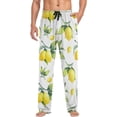 thumbnail image 3 of Men's Pajama Pants with Pockets Sleepwear Lounge Pants Stretch Casual Watercolor Lemon Tropical Fruit, 3 of 6