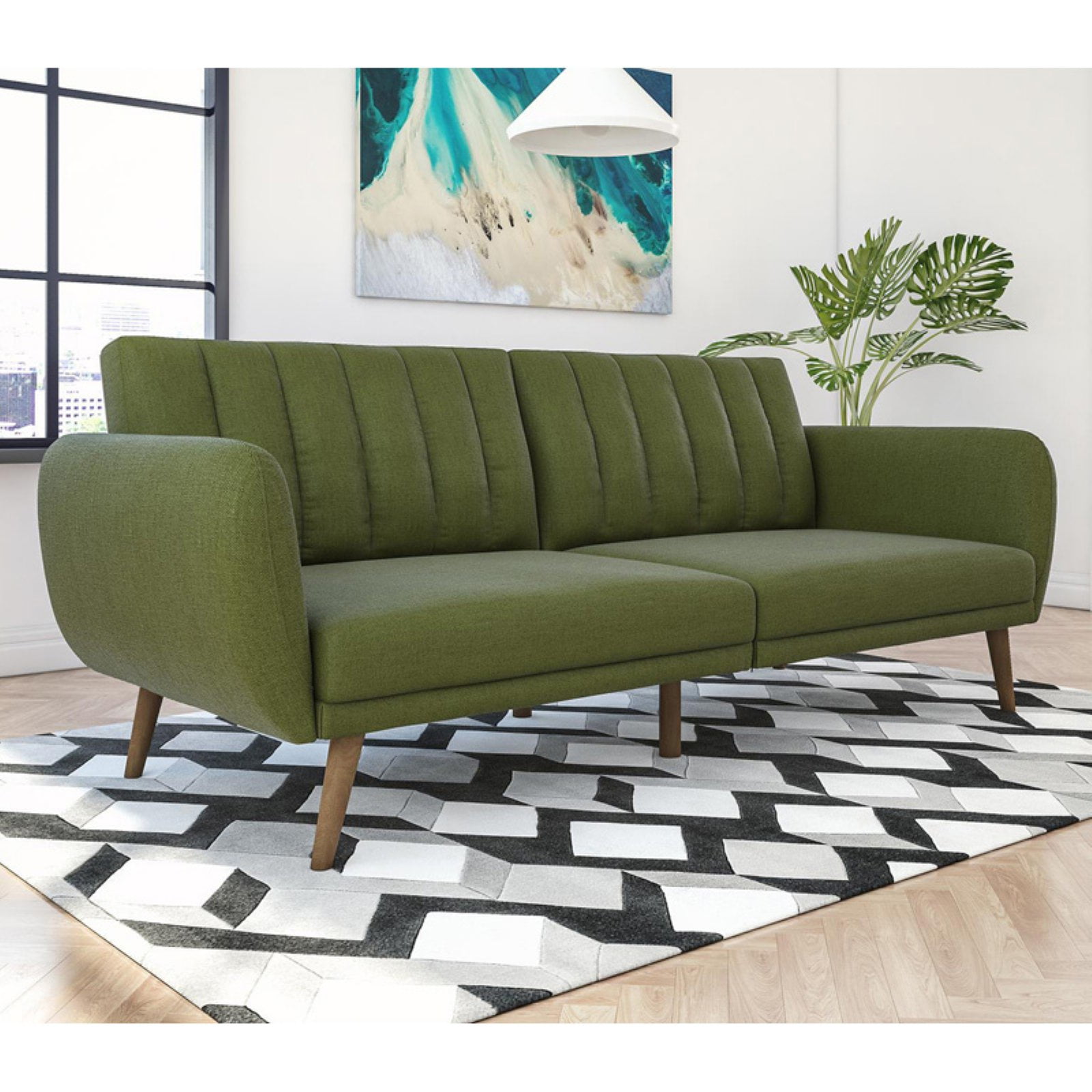 Novogratz Brittany Linen Futon, Green