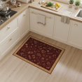 thumbnail image 2 of ODIKA 3'x5' Washable Accent Rug Pet Friendly, Non-Shedding Mat Gold Rich Maroon Floral and Botanical Elegance Intricate Leaf Vine Motifs with Golden for Bedside, Nursery Room, 2 of 7