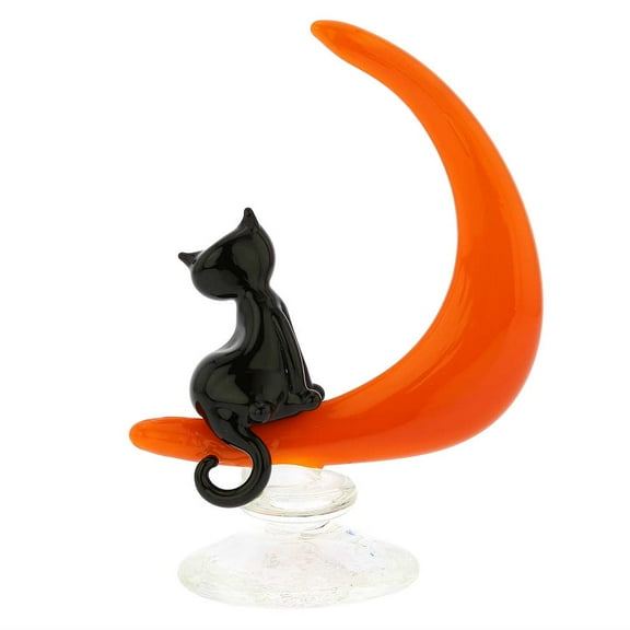 GlassOfVenice Murano Glass Cat On The Moon Sculpture