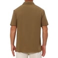 thumbnail image 3 of CAMISAS DE HOMBRE CORTAS PARA EL DÍA DEL PADRE INSPIRADOR, CAMISA DE PLAYERA DE VERANO CON CUELLO PUNTA MARRÓN, 3 of 6