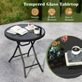 thumbnail image 5 of YEXJ Folding Outdoor Side Table with Tempered Glass Tabletop & Metal Frame, Portable 18” Round End Table for Patio, Sofa Side, Yard, Porch, Poolside Living Room, Black, 5 of 9