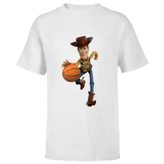 Disney Toy Story Sheriff Woody Basketball - Short Sleeve T-Shirt for Kids - Customized-White