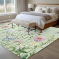 thumbnail image 5 of Flower Green Large Area Rugs for Bedroom Living Room, Soft Non Slip Carpet Bedside Rug, Blue Pink Daisy Wildflower Floral Botanical Rectangle Floor Cover Kitchen Accent Rug 6'x9' for Office, 5 of 9