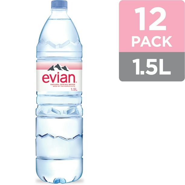 evian Natural Spring Water, 1.5 L bottle (Pack of 12)