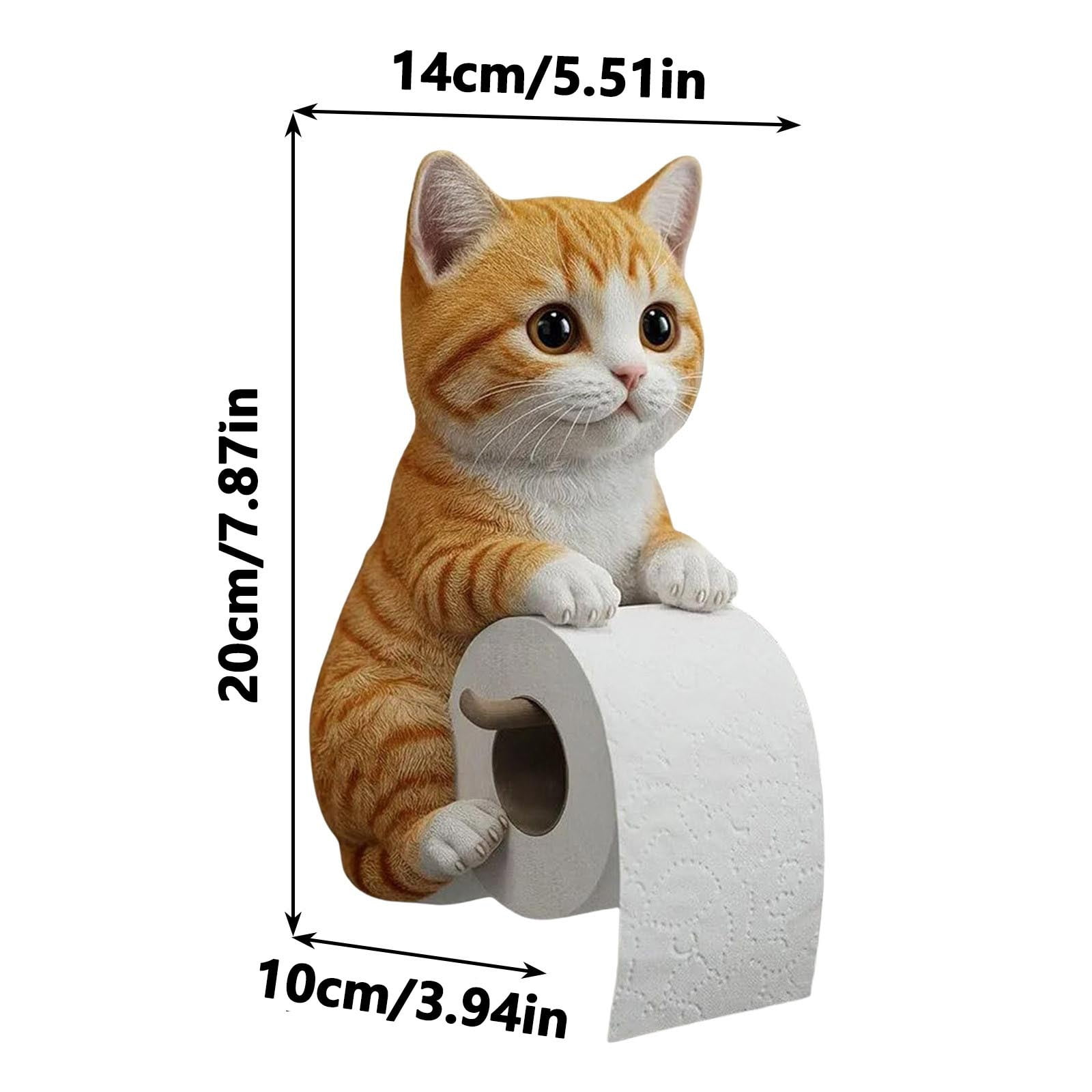 Cat Paper Holder - Funny 3D Resin Cat Toilet Paper Roll Holder, Wall Mount Bathroom Tissue Roll Storage, Unique Cats Lover Gifts(F)