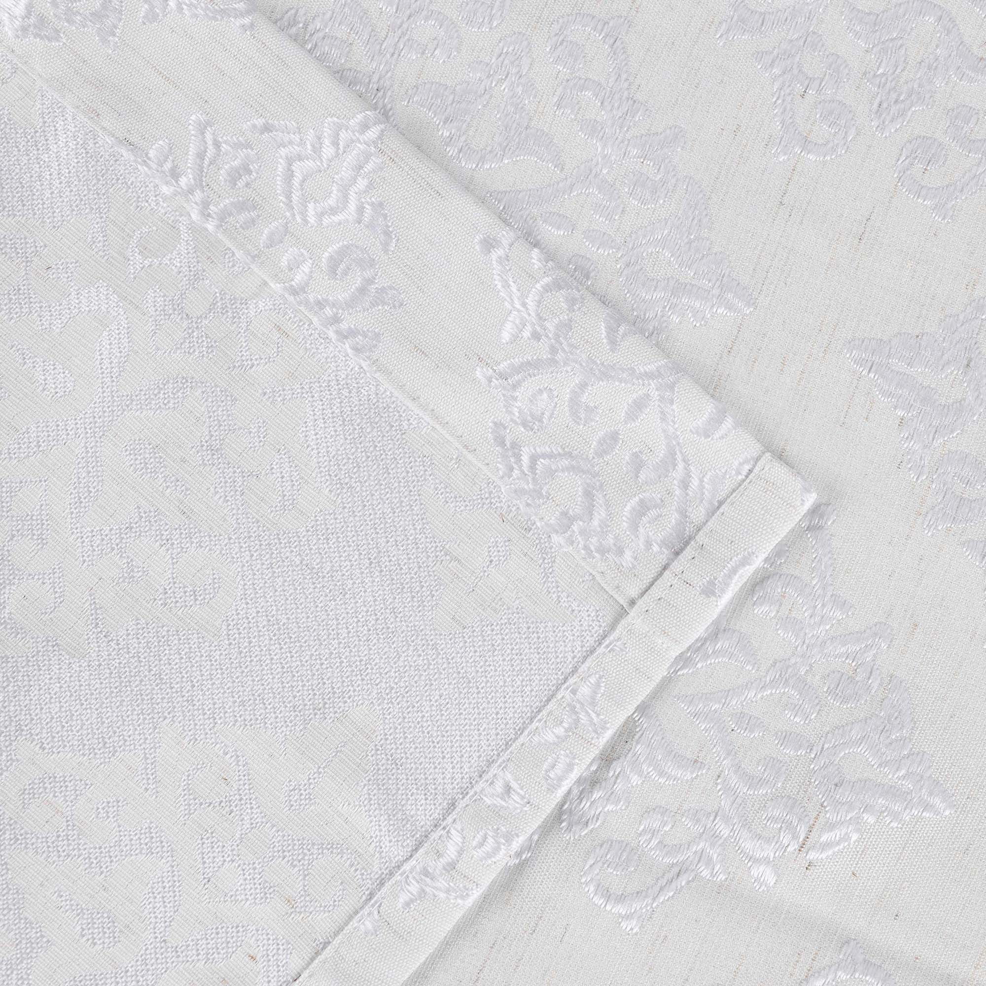 Superior Venetian Damask Jacquard Grommet Curtain Panel, Set of 2, 52" x 84", White