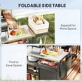 thumbnail image 4 of Stainless Steel Outdoor Grill Cart with Foldable Side Table, 56.3" Pizza Oven Stand & Prep Table with 2-Tier Storage Rack and Wheels, Silver Mobile Kitchen Cart for Patio, 4 of 7