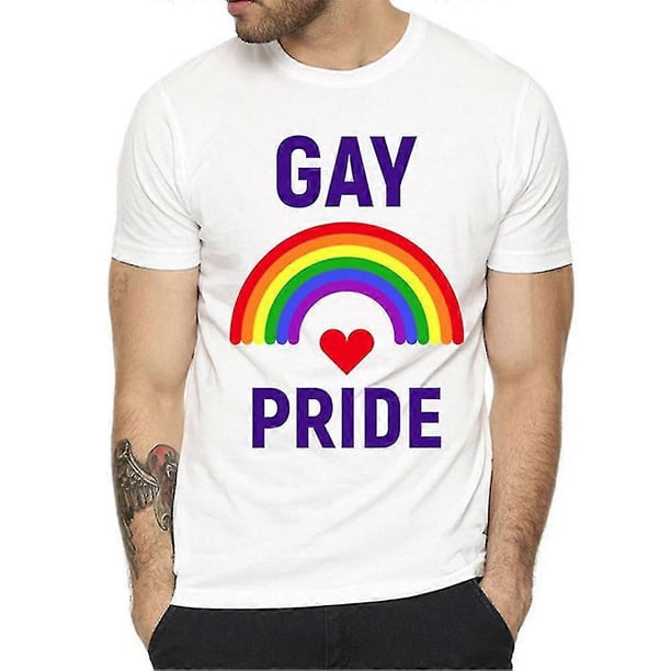 Men Rainbow Graphic T-shirt Lgbt Equality Pride Tee Shirts Casual Crew Neck Short Sleeve Tops