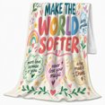 thumbnail image 2 of Printed Flannel Throw Blanket with You Make World Softer Whimsical Heartfelt Affirmation, 2 of 9
