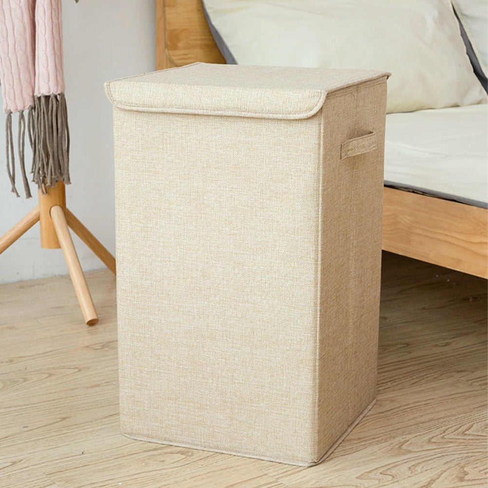 Mobestech Beige Cotton Linen Laundry Hamper with Lid and Handle, Large Multifunctional Storage Basket for Home Organization