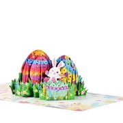 Baiwo Creative 3D Effect Greeting Card Easter Style Festive Touch Paper Holiday Card for Party