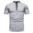 thumbnail image 2 of Birdeem Chemise Décontractée à Manches Courtes Col Montant Ajustée Unie pour Hommes, 2 of 12