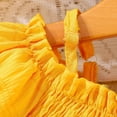 thumbnail image 4 of Caqnni Toddler Baby Girl Summer Clothes Outfit Funny Letter T Shirt Top Short Set Infant Girl Clothes 6 12 18 months 2T 3T Shorts Set 2Pcs Summer Playwear Beach Outfits 2-3 Years,Yellow, 4 of 9