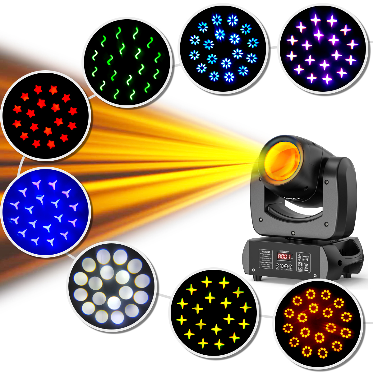 BJSUC 150W Moving Head Spotlights – 8 Colors with Remote Control for Christmas Wedding DJ Party Dance Show Club Wedding Stage Lighting