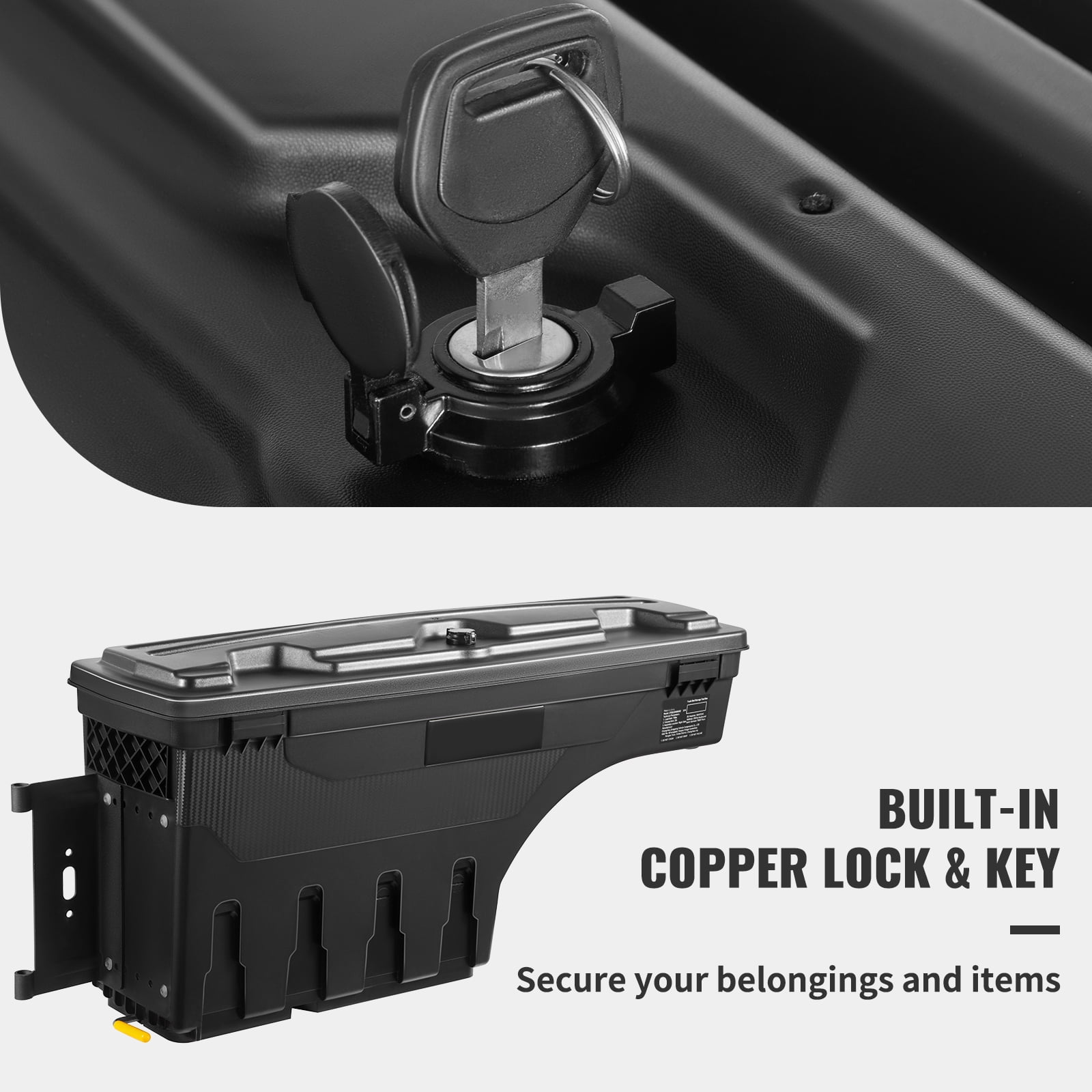 KFFKFF Truck Bed Storage Box, Lockable Lid, 6.6 Gal/20 L Waterproof ABS Wheel Well Tool Box, Compatible with Chevrolet Silverado 1500 GMC Sierra 1500 2019-2021, Black, Driver Side