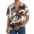 thumbnail image 1 of Balery Vintage Husky Dog Camisa Casual de Manga Corta con Botones para Hombre, Texturizada, Estilo Cubano, para Playa, Verano-Medium, 1 of 5