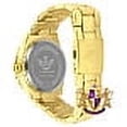 thumbnail image 5 of Solitaire 14K Yellow Gold Tone Simulated Diamond Water Resistance Steel Back Metal Band Watch 40mm, 5 of 6