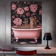 thumbnail image 3 of Mudket Framed Leopard in Pink Bathtub Canvas Wall Art, Floral Bathroom Wall Decor, Cute Trendy Art Ready to Hang - 12"L x 8"W, 3 of 10