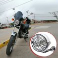 thumbnail image 3 of Cubierta lateral de rejilla de faro de motocicleta retro cromada + transparente de 6,5 pulgadas con soporte universal, 3 of 5