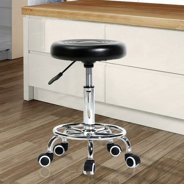 Adjustable Rotating Footstool Chair, Armless Round Stool with Lines, Rotation Bar Stool on