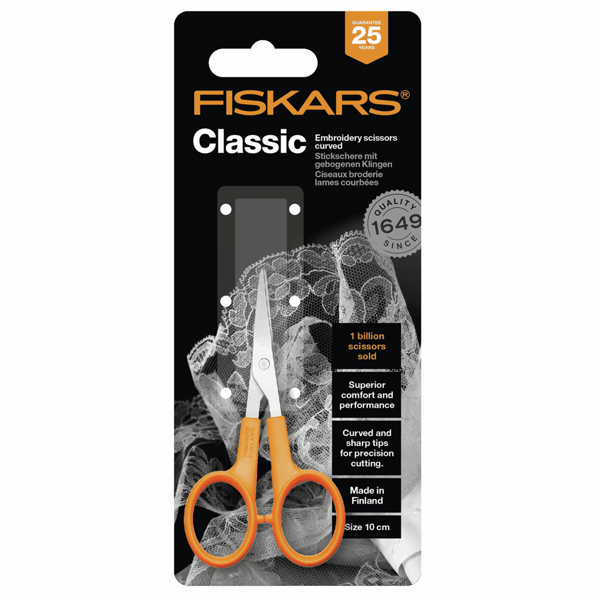 Fiskars 10cm / 4in Classic Embroidery Curved Scissors 