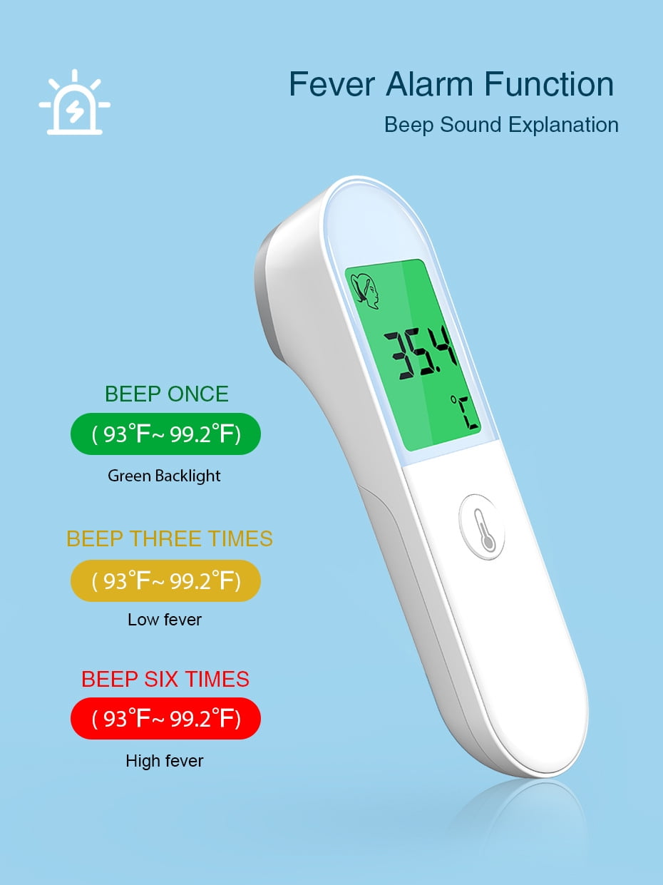 No-Touch Forehead Thermometer for Adults, Infrared Digital Thermometer for Kids, Touchless Baby Thermometer, Accurate Reading with Large Display, Mute Mode, Memory Recall, Fever Alarm