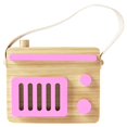 thumbnail image 1 of Juguete de madera para bebé, mini radio, juguete de aprendizaje, juego de simulación, regalos de cumpleaños para niños rosado, 1 of 9